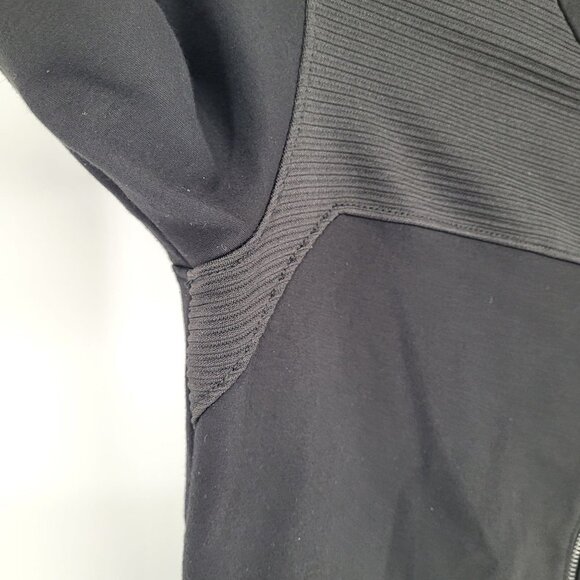 The Base womens medium black ribbed fitted zip Moto style full zip athletic - Picture 3 of 10